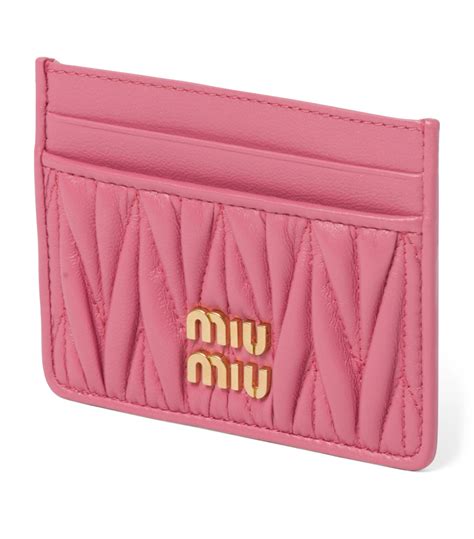 Womens Miu Miu pink Leather Matelassé Card Holder 